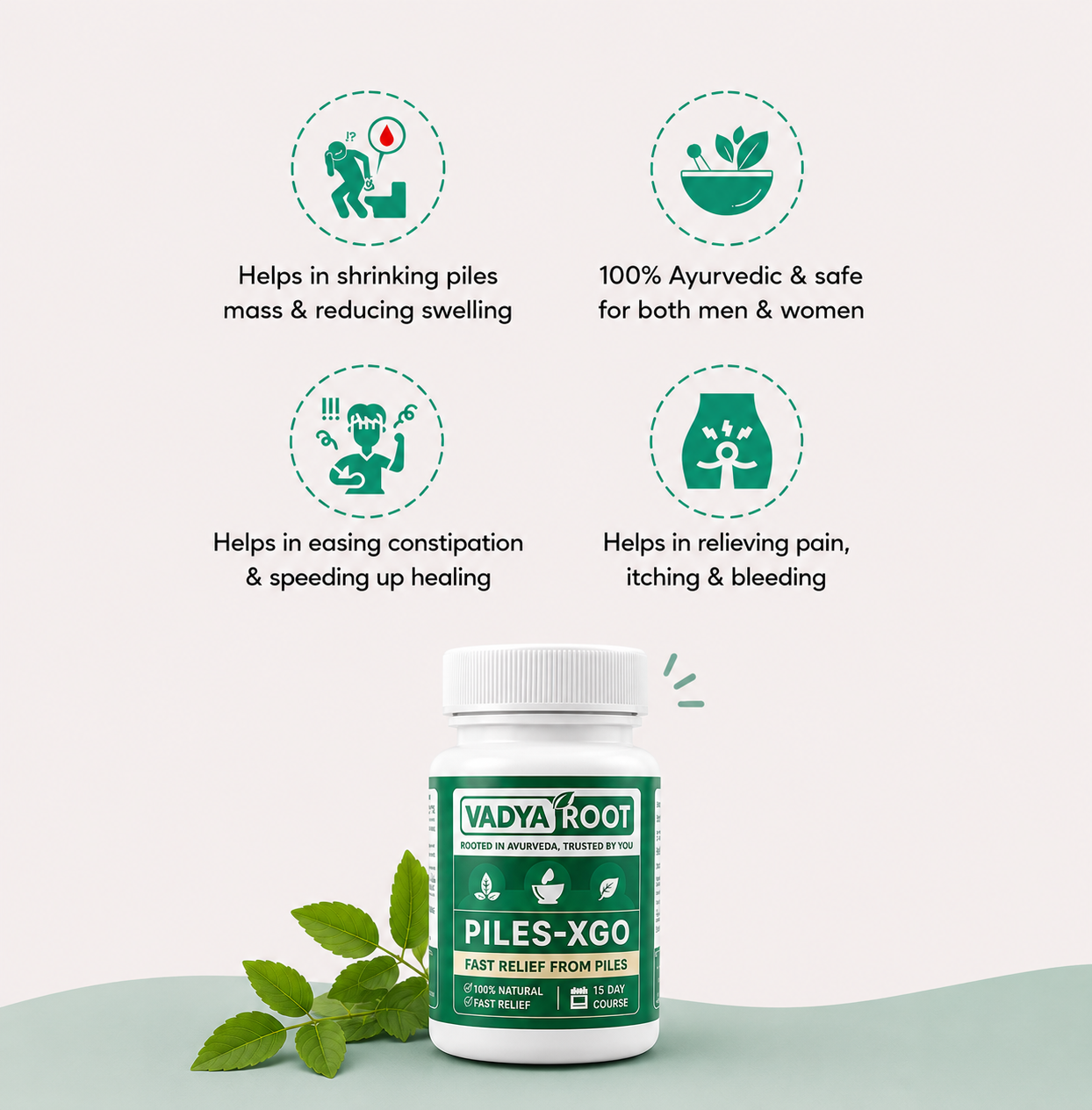Vadyaroot Piles-XGO | 100% Ayurvedic Herbal Supplement | 30 Day Pack