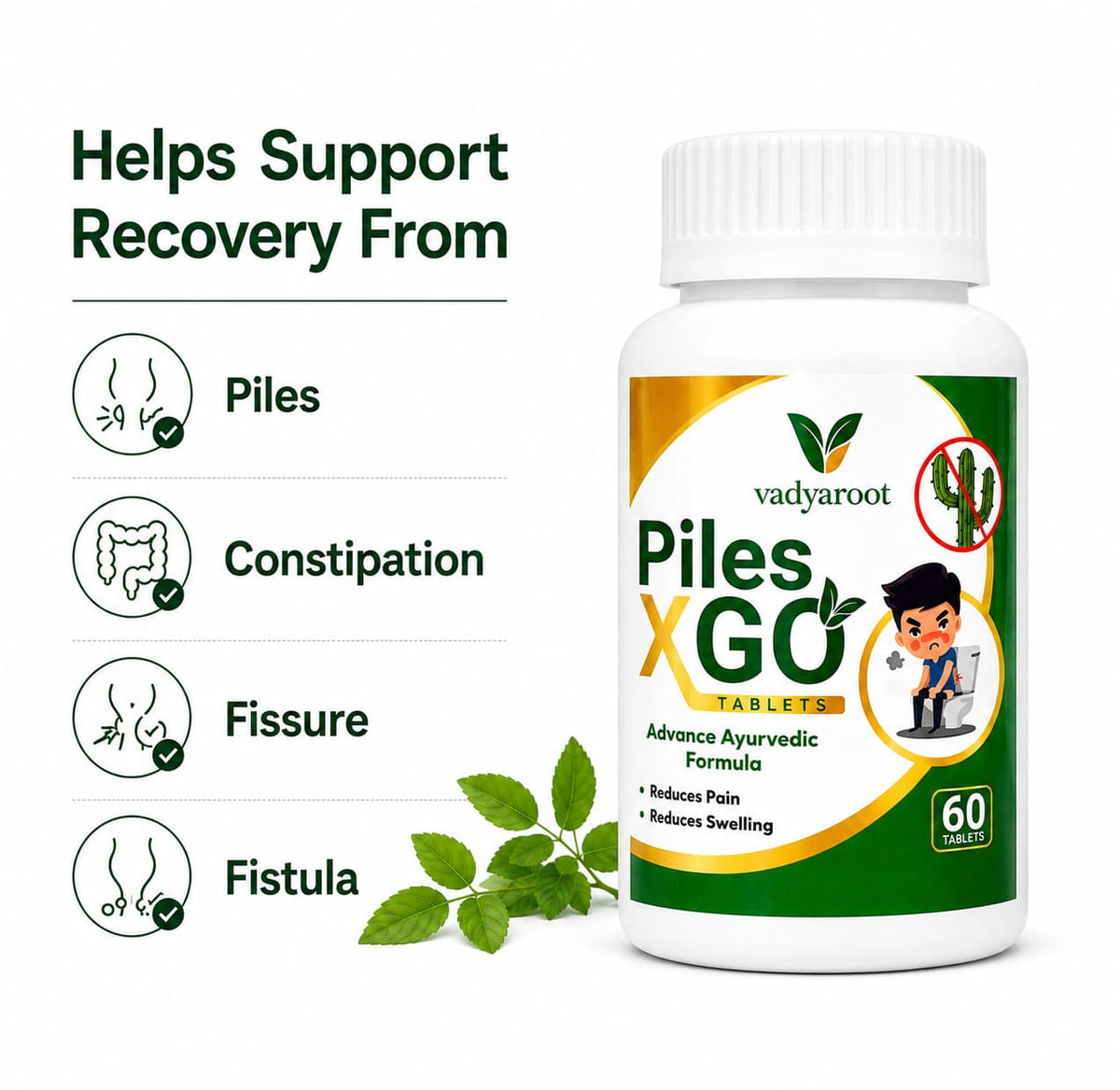 Vadyaroot Piles-XGO | 60 Day Ayurvedic Herbal Wellness Pack | ⭐ Most Ordered