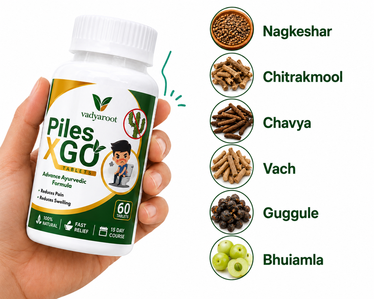 Vadyaroot Piles-XGO | 100% Ayurvedic Herbal Supplement | 30 Day Pack